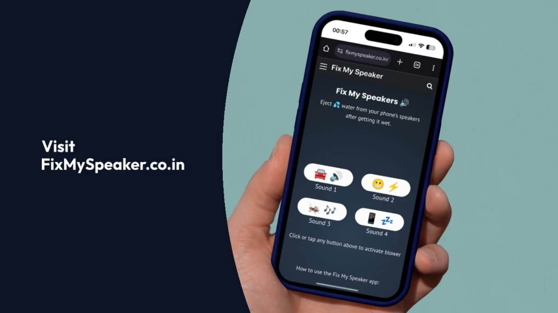 Smartphone with sound waves emanating from speaker, illustrating Fix My Speaker online repair tool